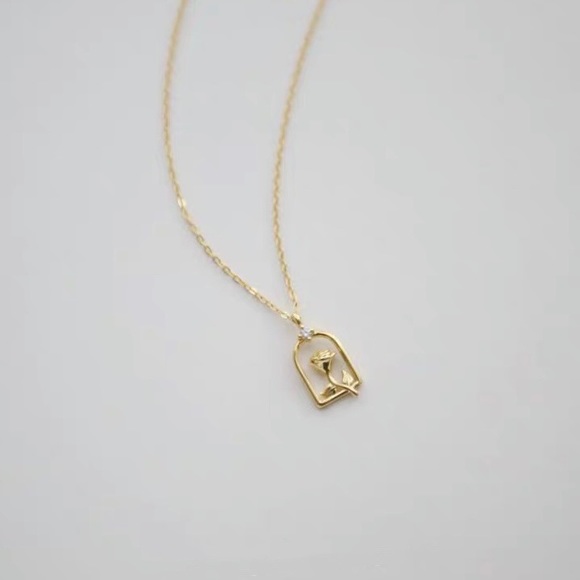 Gold over Sterling silver Rose garden necklace - Picture 2 of 8
